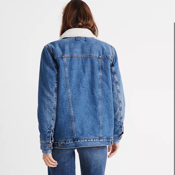 Madewell Oversized Jean Jacket in montrose wash, Sherpa Edition size XL - Picture 2 of 6